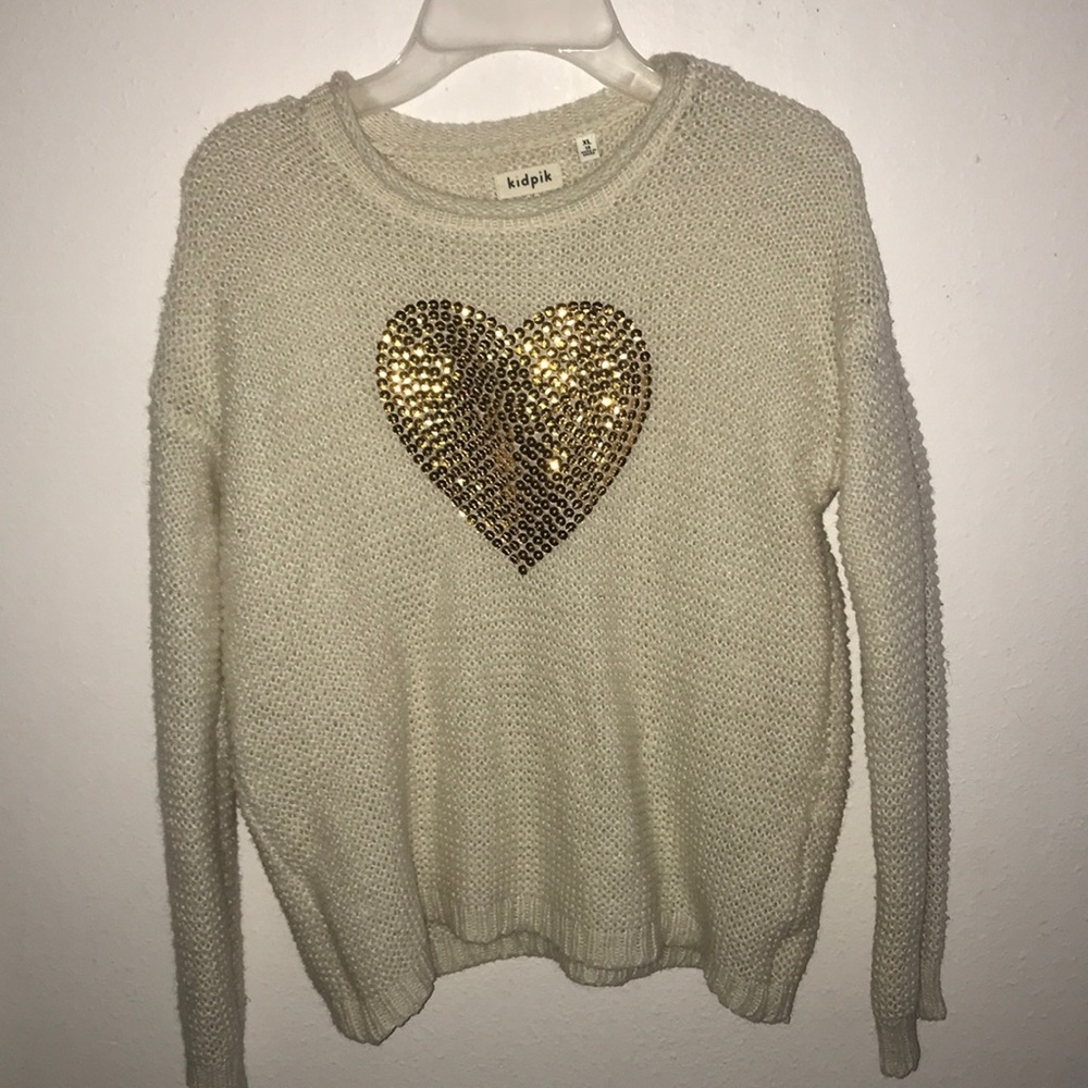 Kidpix Woven Sweater W/ Sequenced Heart
